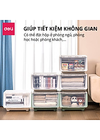 Hộp Nhựa Đựng Đồ Nắp Trong Đa Năng Thùng Đựng Đồ Chơi Quần Áo Sách Vở Vật Dụng Gia Đình Deli - Xếp Chồng Tiện Lợi