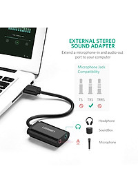 Dây USB 2.0 UGREEN US205 mở rộng sang đồng thời 2 cổng 3.5mm cho tai nghe + mic (DISABLE) - Hàng chính hãng