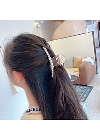 Set 3 kẹp càng cua kèm 2 dây buộc tóc xoắn đính hạt hàn quốc
