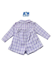 Set vest phối chân váy bé gái họa tiết Caro Tím tuytsi - AICDBGBJTUZI - AIN Closet