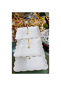 Đĩa ba tầng sứ | Đĩa 3 tầng đựng bánh, hoa quả...chuyên dụng cho sự kiện, tiệc cưới