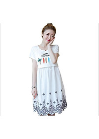 ĐẦM BẦU CÔNG SỞ THÊU LAI , IN CÂY DỪA ( sau sanh có cho bé bú)