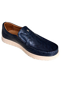 Giày mọi nam Trường Hải màu xanh lam bò da bò thật cao cấp không bong tróc đế cao su chống mòn không trơn GMTH097