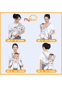 Điệu địu vải cho em bé sơ sinh 4 tư thế có đỡ cổ đa năng an toàn 1 2 3 4 5 6 12 tháng tuổi MySun