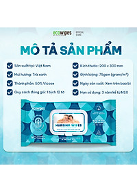 Khăn giấy ướt vệ sinh cơ thể NursingWipes gói 12 khăn size lớn 30x20cm hương trà xanh lau người lớn tuổi, người bệnh, người đi phượt dùng 1 lần