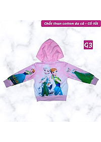 Áo khoác bé gái hình Elsa và Anna từ 9-40kg Áo khoác nữ - Thun da cá hút mồ hôi- Hình in 3D-Hương Nhiên