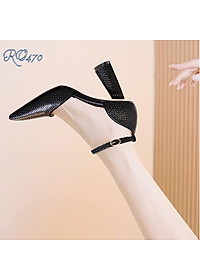 Giày cao gót nữ đẹp đế vuông 8 phân hàng hiệu rosata hai màu đen trắng ro470