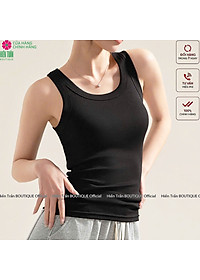 Áo sát nách, áo 3 lỗ nữ Hiền Trần BOUTIQUE form ôm không đệm ngực, chất cotton tăm lụa mềm mại, co giãn tốt- AH02