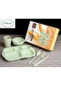 Bộ Khay đựng đồ ăn kèm phụ kiện bằng Lúa Mạch - Hàng Chính Hãng 