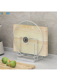Kệ để nắp vung thớt 3 ngăn inox 304 Hobby home decor TT10 có khay nhựa
