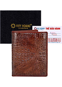 Ví Nam Da Cá Sấu Nguyên Con Kiểu Đứng Huy Hoàng HT2239 (12.5 x 10 cm) - Nâu Đất