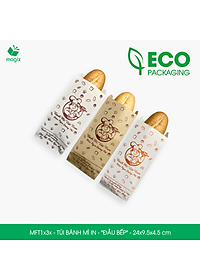Combo 100 Túi bánh mì 24x9.5x4.5 cm - In sẵn họa tiết ĐẦU BẾP - Bao bánh mì Túi giấy thực phẩm an toàn