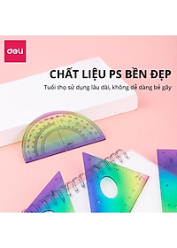 Bộ 4 Dụng Cụ Eke Thước Kẻ Thước Đo Góc Đo Độ Học Sinh Ombre Màu Thời Thượng Deli - Eke Tam Giác Vuông Đồ Dùng Toán Học Dụng Cụ Hình Học - EH652