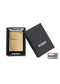 Bật lửa Zippo 270 (vàng bóng góc) High Polish Brass Vintage with Slashes 270 - Chính hãng 100%
