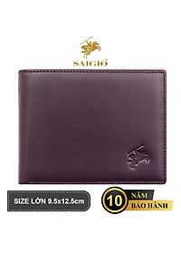 Ví Nam Cao Cấp, Da Bò NAPA Láng Mịn, Mỏng Nhẹ, Size Lớn, Kiểu Cổ Điển Tinh Tế - Sang Trọng, Dáng Ngang - Gập 2, Ngăn Đựng Tiền Có Khóa Kéo, Nhiều Ngăn Để Giấy Tờ Tiện Dụng - Hàng Chính Hãng SAIGIO