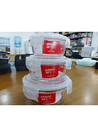 Bộ 5 hộp thủy tinh hộp đựng cơm trữ thức ăn thực phẩm trong tủ lạnh chịu nhiệt COBA'COOK 400ml- CCR45
