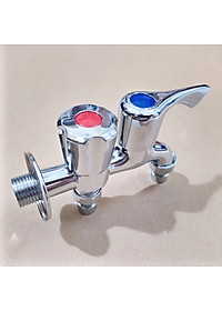 Vòi nước 2 đầu ra đa năng XRUI-HK, Vòi kép 2 van khóa gắn tường dành cho máy giặt