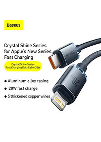 Cáp sạc nhanh, truyền dữ liệu tốc độ cao siêu bền Type C to IP Baseus Crystal Shine Series Fast Charging Data Cable 20W- Hàng chính hãng