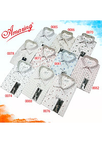 Áo sơ mi nam chấm bông, họa tiết nhỏ, tay ngắn, dáng rộng, tà bằng, chất liệu vải mềm mát, Amazing, big size