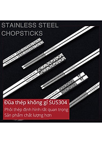 Đũa Vuông Inox 304 Chống Trượt Soika - Hộp 10 Đôi 