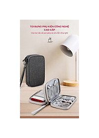Túi đựng phụ kiện công nghệ đựng pin sạc dự phòng, điện thoại, cáp sạc usb, tai nghe có quai cầm, [Loại cao cấp - Màu Đen] Túi Đựng Phụ Kiện Công Nghệ Có Quai Cầm, Chống Nước - Hàng Chính Hãng dododios