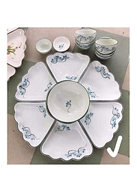 Bát đĩa hoa mặt trời sứ Bát Tràng