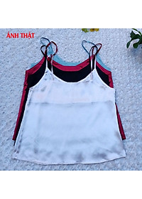 Áo 2 Dây Nữ New  Design Đính Ngọc Trai Mẫu Mới, Lụa Satin Mịn Mát, Phong Cách Vintage Trẻ Trung, Áo Có Nhiều Màu Và Đủ Size AO0004