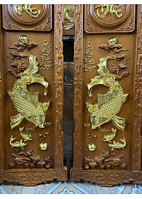 CẶP TRANH LÝ NGƯ  VỌNG NGUYỆT KHẮC CHỮ PHÚC ĐỨC BẰNG GỖ GÕ ĐỎ KT 37×117×4CM