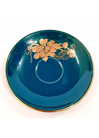 Bộ ấm chén Bát Tràng cao cấp màu xanh Arctic họa tiết hoa sen vẽ vàng 24k