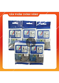 [Combo 3 hộp] Nhãn In đa lớp Tz2-221 - Đen nền trắng 9mm x 8m - Hàng nhập khẩu