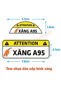 Tem nhựa dán nắp bình xăng, cảnh báo đổ xăng A95, đổ dầu Diesel cho xe hơi