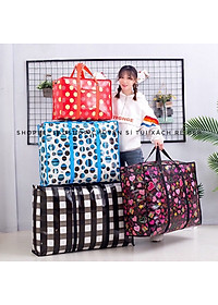 Túi bạt -Túi dứa bỏ hành lý -Túi đựng đồ chăn quần áo có dây kéo kích thước  lớn 70 x 55 x 26cm siêu bền , rất tiện dụng cho mọi gia đình 