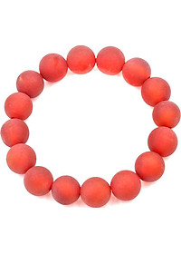 Vòng tay chuỗi hạt thạch anh đỏ mài mờ 12 ly kèm hộp nhung