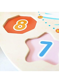 Đồ chơi đồng hồ gỗ cho bé kết hợp ghép hình, xâu dây phát triển trí tuệ cho bé