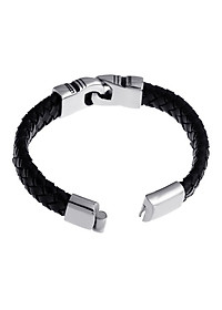 Stainless Steel Braided Leather Bracelet for Men Bangle Wrap  Clasp