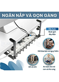 Khay đỡ ổ điện dây điện gắn dưới bàn kệ bằng kim loại thép không cần đục lỗ 40x16x15cm Legaxi