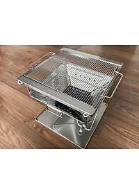 Bếp nướng than than hoa inox đồ cắm trại Campingmoon campoutvn MT35 du lịch dã ngoại xếp gọn có túi kèm theo dùng 8-10 người ăn A015