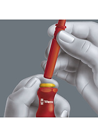 Bộ tua vít cách điện Kraftform Kompakt VDE 17 Universal 1 gồm 4 cạnh, dẹp, hoa thị  các đầu vít thay đổi được gồm 17 chiếc Wera 05006611001