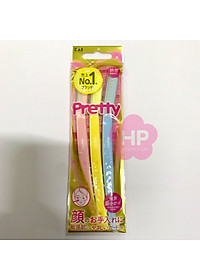 Dao Cạo Lông Mày Cán Dài Kai Pretty 01628-GA0053 (Set 3 cây)