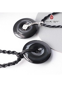 Mặt dây chuyền đồng điếu đá obsidian mệnh thủy, mộc - Ngọc Quý Gemstones