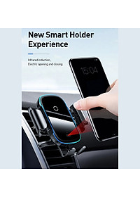 Bộ đế giữ điện thoại dùng trên xe hơi Baseus Light Electric Holder Wireless Charger 15W (tích hợp sạc nhanh không dây 15W và cảm biến tự động nhận diện thiết bị) LV637-BK [Hàng Chính Hãng]