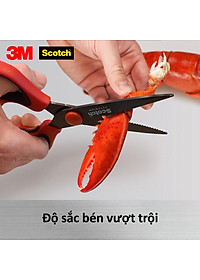 Kéo nhà bếp Scotch 3M tay cầm màu đỏ cao cấp có thể tháo rời, lưỡi kéo sắc bén, chống gỉ sét, kháng khuẩn KS-DTR, Red