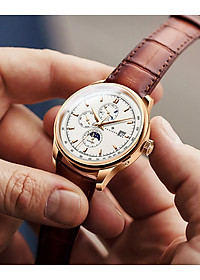 Đồng hồ nam Poniger P815-1 Chính hãng ,Kính sapphire nguyên khối ,chống xước,chống nước 50m,mặt đen vỏ vàng hồng dây da nâu ( đen) xịn,vỏ máy thép không gỉ 316L,Đồng hồ cơ (Automatic) bảo hành 24 tháng, hàng mới 100%,thiết kế trẻ trung và sang trọng