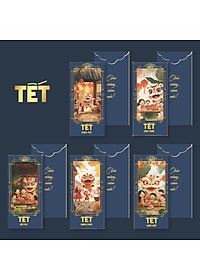 Combo 5 Cái Bao Lì Xì Thiết Kế Họa Tiết Hình Lân 2025 Giấy Cứng C150 Siêu Dày Dặn - SBOOKS