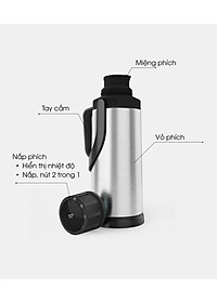 Phích đựng nước 2 lít Rạng Đông Model: RD-2035 ST2.E nắp hiện thị nhiệt độ - Hàng chính hãng 