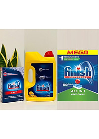 Combo Bột rửa bát Finish 2,5kg + nước bóng finish 750ml + muối Finish 1.5kg