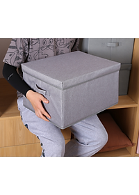 Hộp vải đựng đồ đa năng Bắc Âu có nắp rời và khoen inox sang trọng kích thước 45x23x33cm vải Oxford 600D chính hãng D Danido