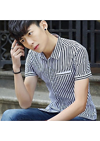 Áo Sơ Mi Nam Ngắn Tay Phối Kẻ Sọc Mẫu RF03 Thời Trang Cao Cấp PONIVA Chất Vải Mềm Mịn Chuẩn Shop