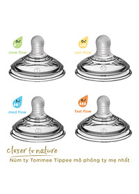 Núm Ty Silicon Siêu Mềm Tự Nhiên Cho Bé Tommee Tippee Natural Start Fast Flow Từ 6 Tháng (Vỉ đôi, tách lẻ)