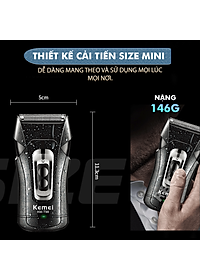 Máy cạo râu mini Kemei KM-T98 công suất mạnh mẽ 5W chống nước IPX5 - Hàng chính hãng